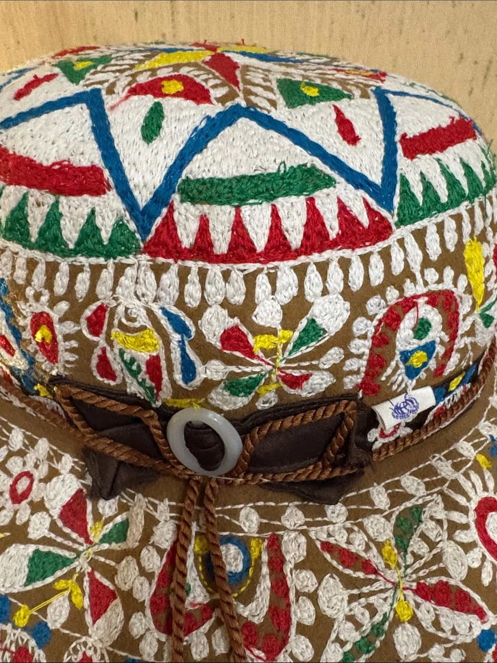 Hand-Embroidered Multicolor Boho Bucket Hat